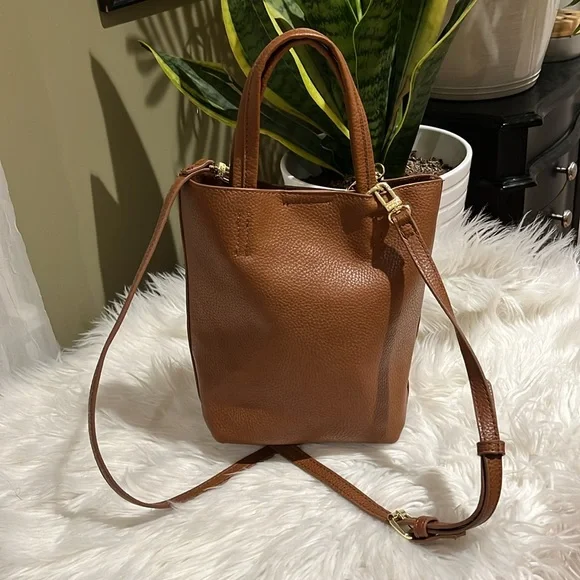 Brown Leather Tote Bag with Pouch - Picture 3 of 7